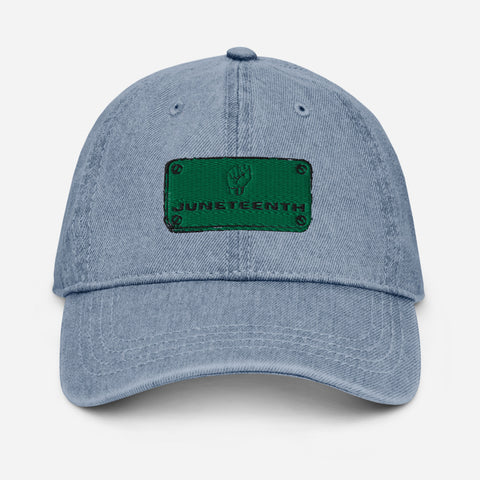 Juneteenth Green & Black Denim Dad Hat