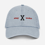 Stay Woke Red & Black Denim Dad Hat