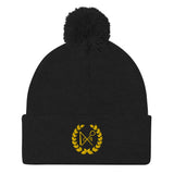 Gold Logo Pom-Pom Beanie