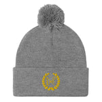 Gold Logo Pom-Pom Beanie